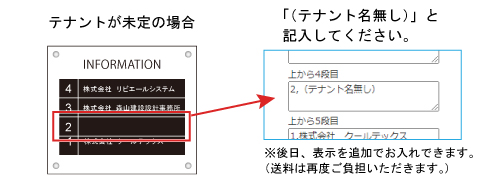 テナント名が未定の場合は「（テナント名無し）」と入力してください