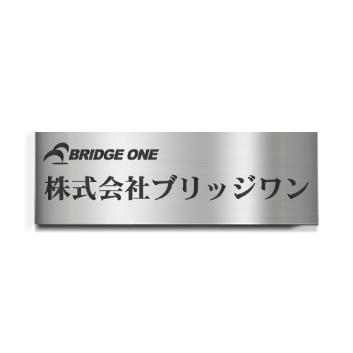 CA2060-H ステンレスロゴ入文字凹箱型エッチング銘板 幅600×高200×厚15mm