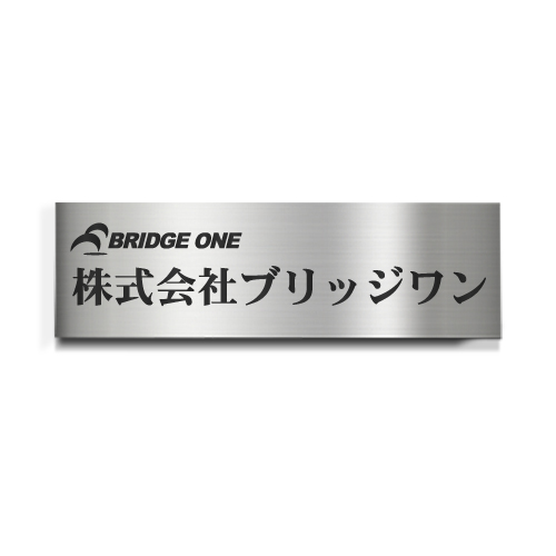 CA2580-H ステンレスロゴ入文字凹箱型エッチング銘板 幅800×高250×厚15mm