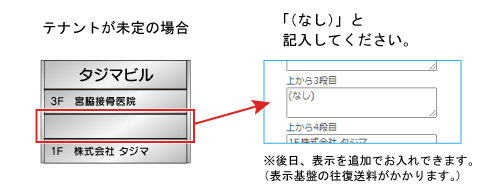 テナント名が未定の場合は「（テナント名無し）」と入力してください