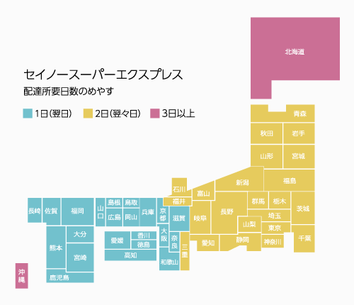 セイノースーパーエクスプレスお届け日数表